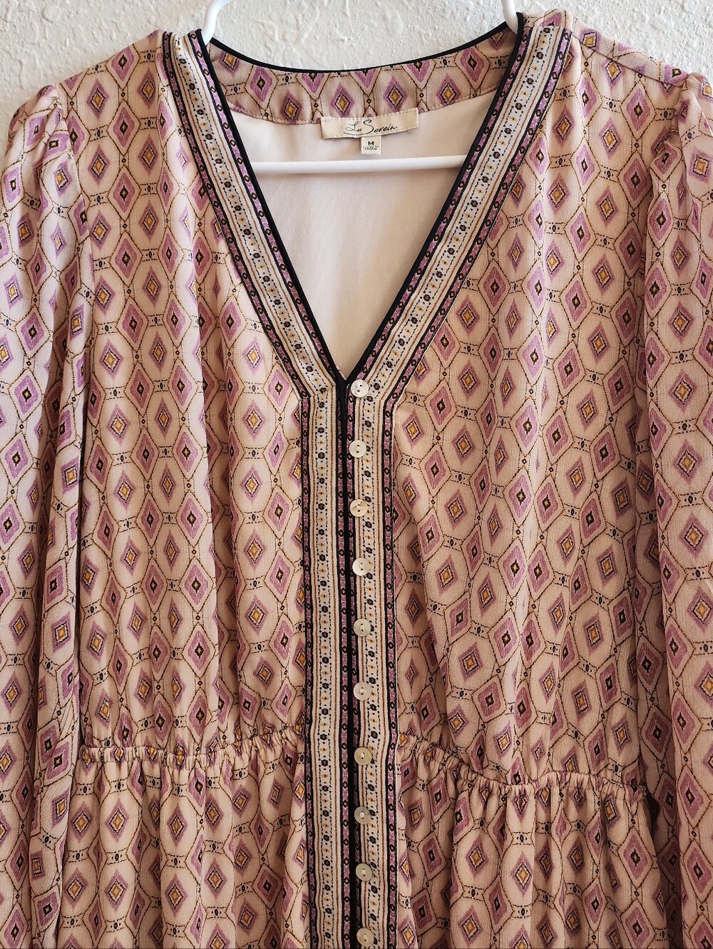 Pink Patterned Button-Front Maxi Dress - Picture 5 of 5